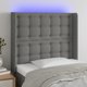 vidaXL Κεφαλάρι κρεβατιού με LED σε σκούρο γκρι ύφασμα 83x16x118/128 εκ.