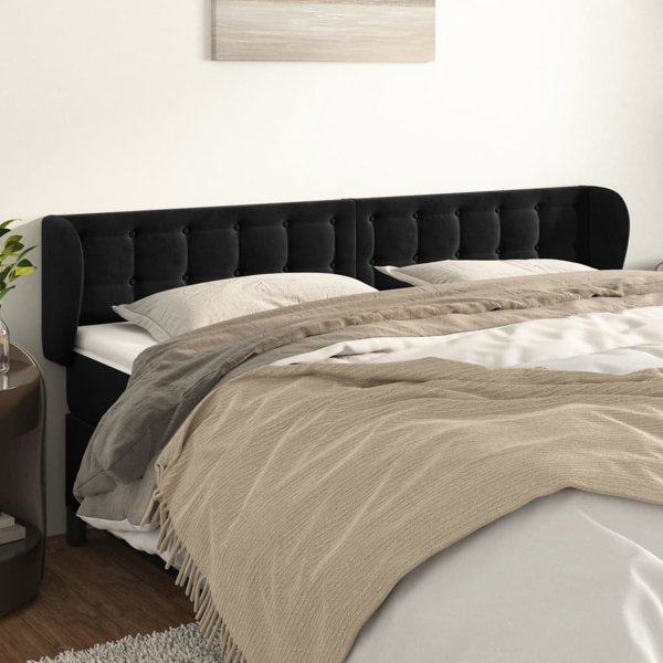 vidaXL Κεφαλάρι ουζάκ, μαύρο, 183x23x78/88 εκ, βελούδινο