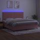 vidaXL Λάκμα κρεβάτι κοντινεντάλ με στρώμα και LED, ροζ βελούδο 200x200 εκ
