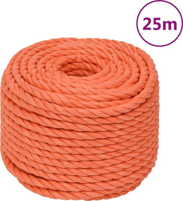 vidaXL Linka robocza, πορτοκαλί, 10 mm, 25 m, πολυπροπυλένιο