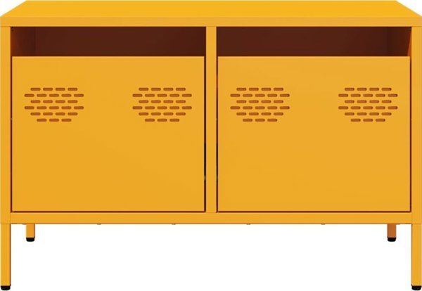 vidaXL Szafka RTV, musztardowa, 68x39x43,5 cm, stal walcowana na zimno