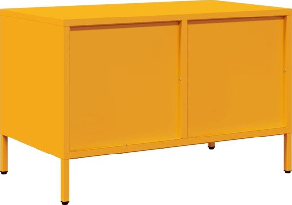 vidaXL Szafka RTV, musztardowa, 68x39x43,5 cm, stal walcowana na zimno