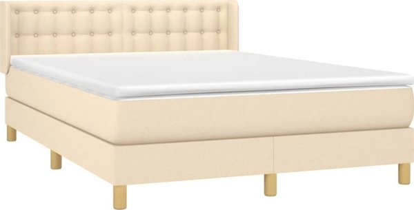 vidaXL Λουτζκο κοντινεντάλ με στρώμα, κρεμ, ύφασμα, 140x200 εκ.