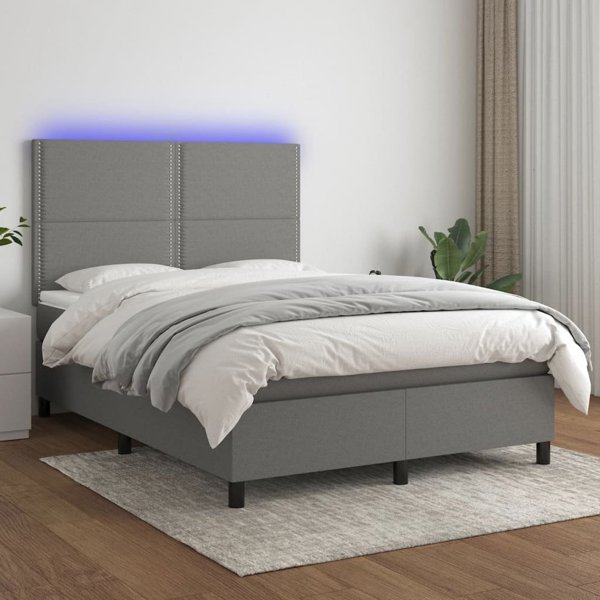 vidaXL Κρεβάτι Continental με στρώμα, σκούρο γκρι ύφασμα 140x200 εκ.