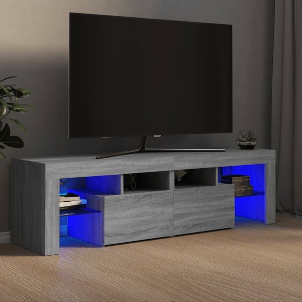 vidaXL Επίπλο Τηλεόρασης με Φωτισμό LED, γκρι δρυς Sonoma, 140x36,5x40 cm