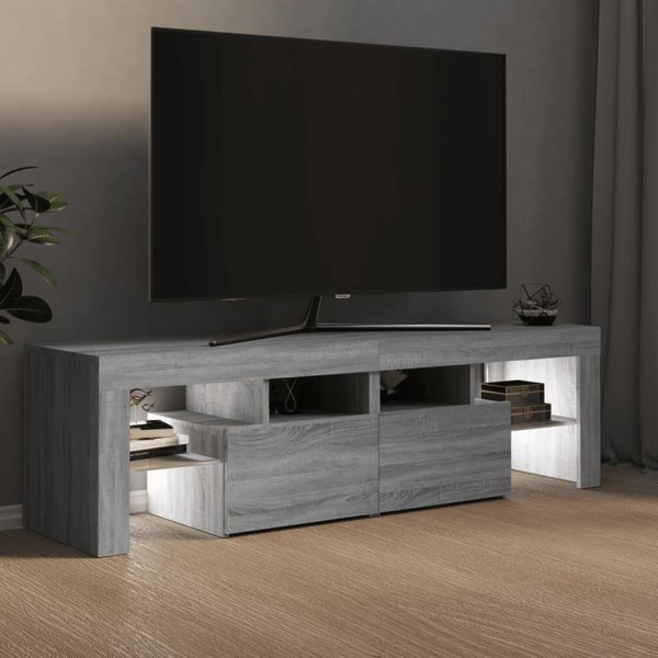 vidaXL Επίπλο Τηλεόρασης με Φωτισμό LED, γκρι δρυς Sonoma, 140x36,5x40 cm