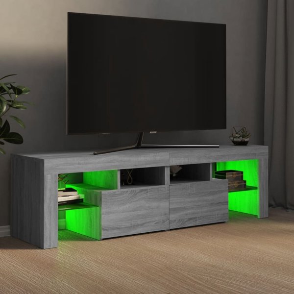 vidaXL Επίπλο Τηλεόρασης με Φωτισμό LED, γκρι δρυς Sonoma, 140x36,5x40 cm