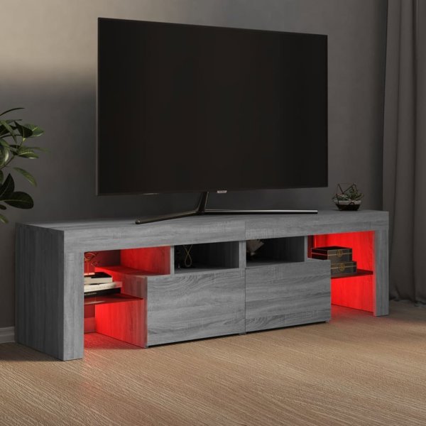 vidaXL Επίπλο Τηλεόρασης με Φωτισμό LED, γκρι δρυς Sonoma, 140x36,5x40 cm
