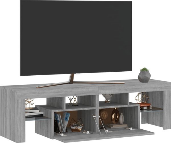 vidaXL Επίπλο Τηλεόρασης με Φωτισμό LED, γκρι δρυς Sonoma, 140x36,5x40 cm
