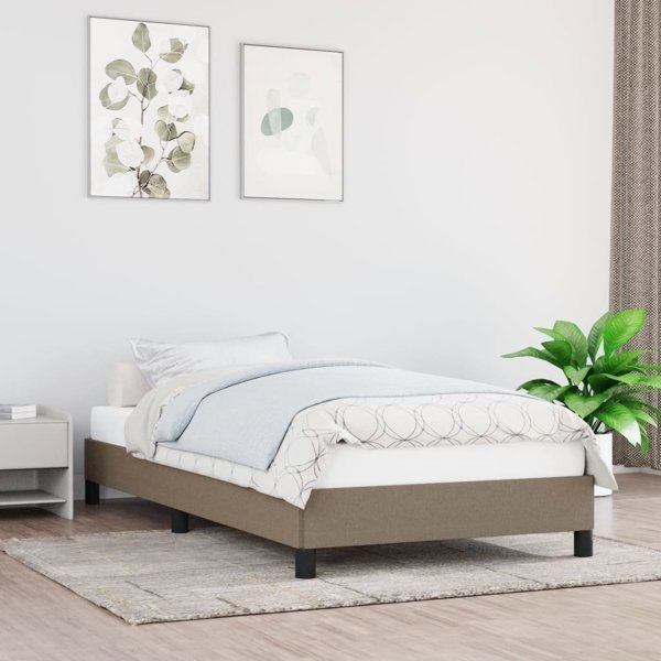 vidaXL Ράμα κρεβατιού, χρώμα taupe, 90x190 εκ., υφασμάτινη επένδυση