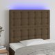 vidaXL Κεφαλάρι κρεβατιού με LED, σκούρο καφέ, 90x5x118/128 cm, ύφασμα