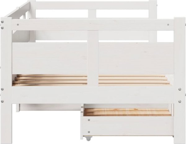 vidaXL λευκό ημερήσιο κρεβάτι με συρτάρια 90x190 cm από ξύλο πεύκου