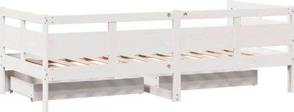 vidaXL λευκό ημερήσιο κρεβάτι με συρτάρια 90x190 cm από ξύλο πεύκου