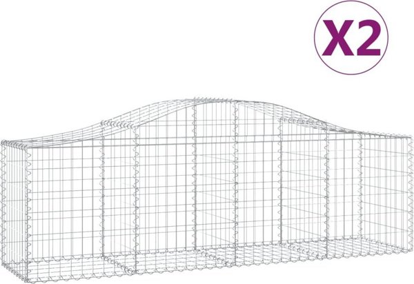 vidaXL Καλάθια γκαμπιόν, 2 τεμάχια, 200x50x60/80 εκ, γαλβανισμένο σίδερο