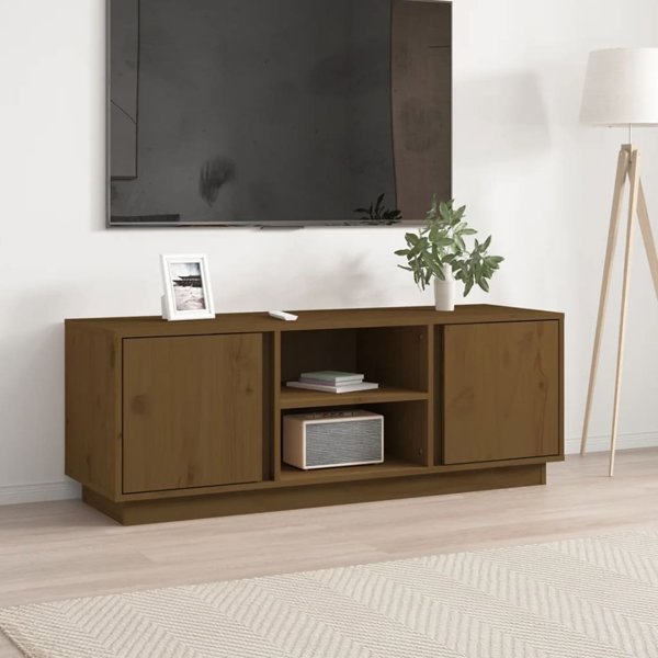 vidaXL Επίπλωση για TV, χρώμα μέλι, 110x35x40,5 εκ., μασίφ πεύκο