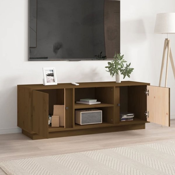 vidaXL Επίπλωση για TV, χρώμα μέλι, 110x35x40,5 εκ., μασίφ πεύκο