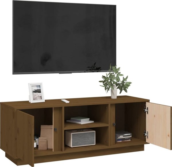 vidaXL Επίπλωση για TV, χρώμα μέλι, 110x35x40,5 εκ., μασίφ πεύκο