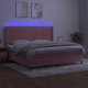 vidaXL Kontinentalno krebati me strwma me LED, roz akomat, 200x200 cm