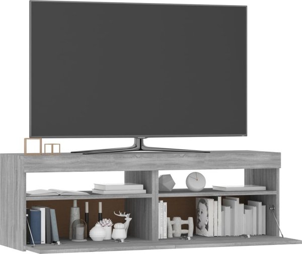 vidaXL Szafka pod TV z LED, szary dab sonoma, 120x35x40 cm