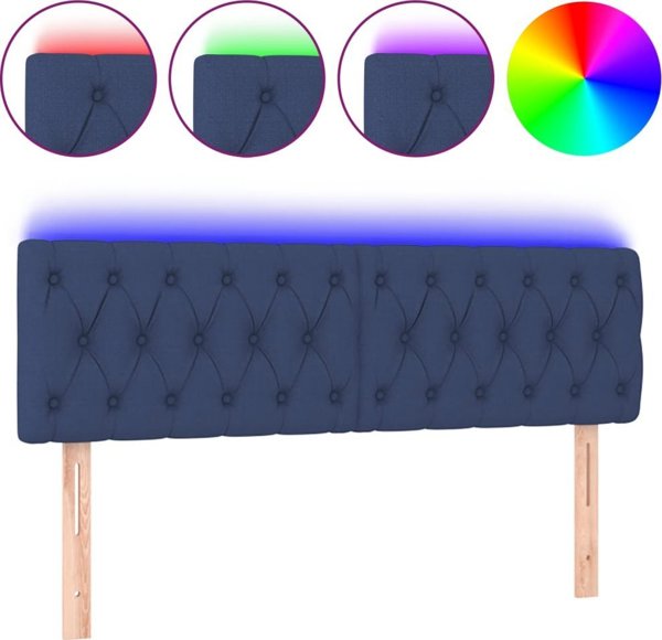 Κεφαλάρι κρεβατιού vidaXL με LED, μπλε, 160x7x78/88 cm, ύφασμα