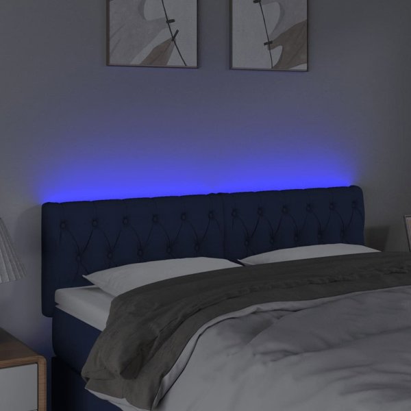 Κεφαλάρι κρεβατιού vidaXL με LED, μπλε, 160x7x78/88 cm, ύφασμα