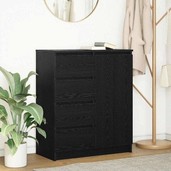 vidaXL Συρταριέρα, Μαύρη Δρυς, 71x35x84 εκ., από Κολλητό Ξύλο