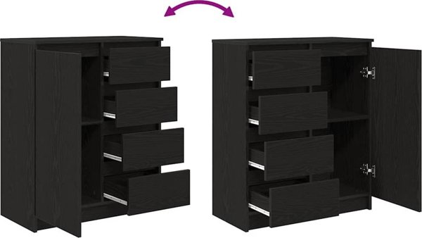 vidaXL Συρταριέρα, Μαύρη Δρυς, 71x35x84 εκ., από Κολλητό Ξύλο