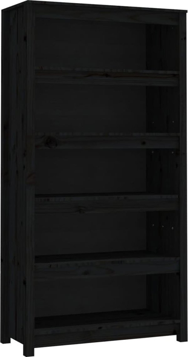 vidaXL Ράφι για βιβλία μαύρο 80x35x154 cm από μασίφ ξύλο πεύκου