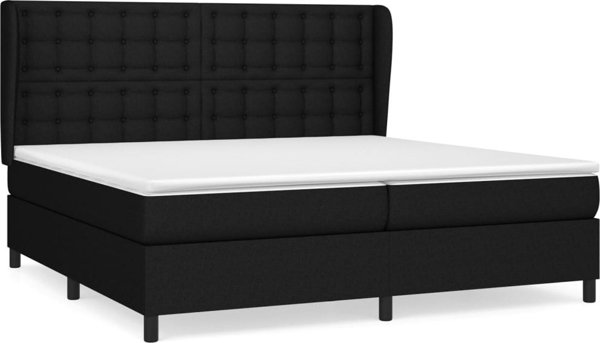 vidaXL Lozko kontynentalne z materacem czarne 200x200 cm