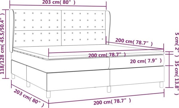 vidaXL Lozko kontynentalne z materacem czarne 200x200 cm