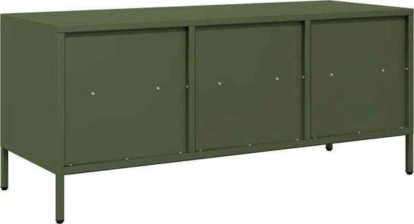 vidaXL Szafka RTV, oliwkowa, 101,5x39x43,5 cm, stal walcowana na zimno