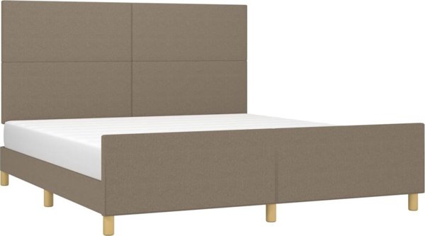 vidaXL Rama κρεβατιού με κεφαλάρι, χρώμα taupe, 180x200 cm, επενδεδυμένο με ύφασμα