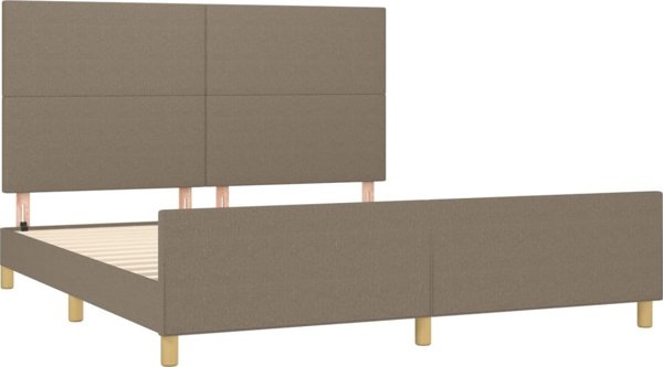 vidaXL Rama κρεβατιού με κεφαλάρι, χρώμα taupe, 180x200 cm, επενδεδυμένο με ύφασμα