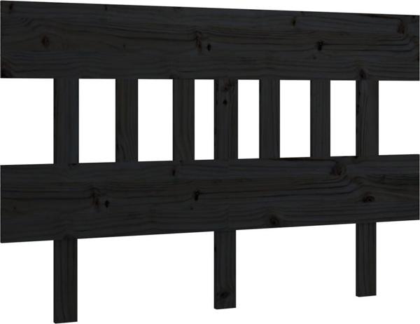 vidaXL Μαύρο κεφαλάρι κρεβατιού, 143,5x3x81 cm, lite ξύλο πεύκου