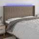 vidaXL Κεφαλάρι κρεβατιού με LED, taupe, 163x16x118/128 εκ., ύφασμα