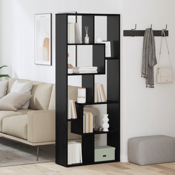 vidaXL Βιβλιοθήκη Μαύρη Δρυς 67 x 25 x 162 cm