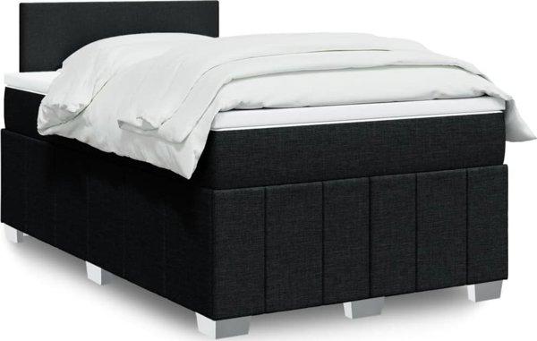 vidaXL Κρεβάτι Continental με Στρώμα, Μαύρο, Υφασμάτινο, 120x200 cm