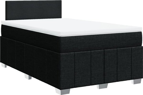 vidaXL Κρεβάτι Continental με Στρώμα, Μαύρο, Υφασμάτινο, 120x200 cm