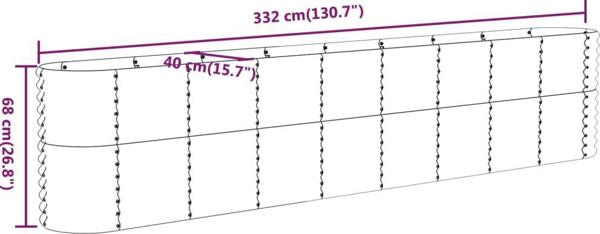 vidaXL vidaXL Donica ogrodowa, malowana proszkowo stal, 332x40x68 cm, szara