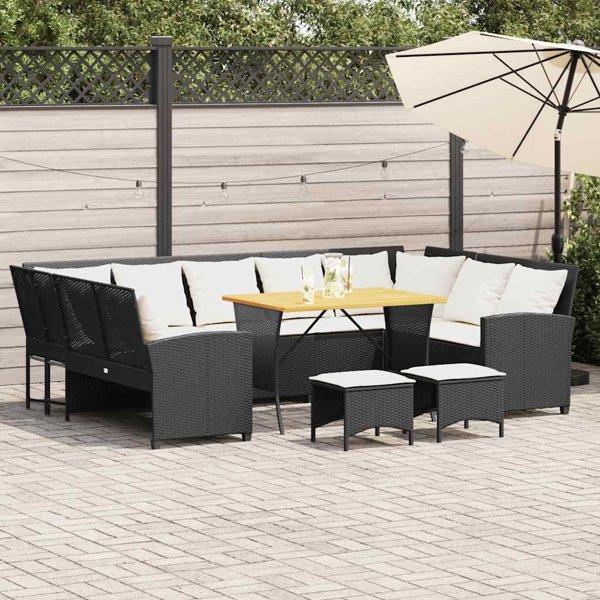 vidaXL Σετ Επίπλων Κήπου 4 Τεμαχίων από Rattan PE με Μαξιλάρια, Μαύρο