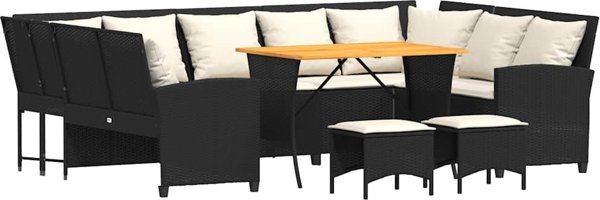 vidaXL Σετ Επίπλων Κήπου 4 Τεμαχίων από Rattan PE με Μαξιλάρια, Μαύρο