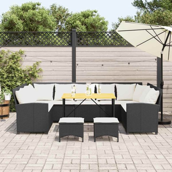 vidaXL Σετ Επίπλων Κήπου 4 Τεμαχίων από Rattan PE με Μαξιλάρια, Μαύρο