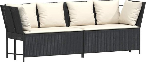 vidaXL Σετ Επίπλων Κήπου 4 Τεμαχίων από Rattan PE με Μαξιλάρια, Μαύρο
