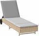 vidaXL Lezak na kolkach z poduszka beige polirattan