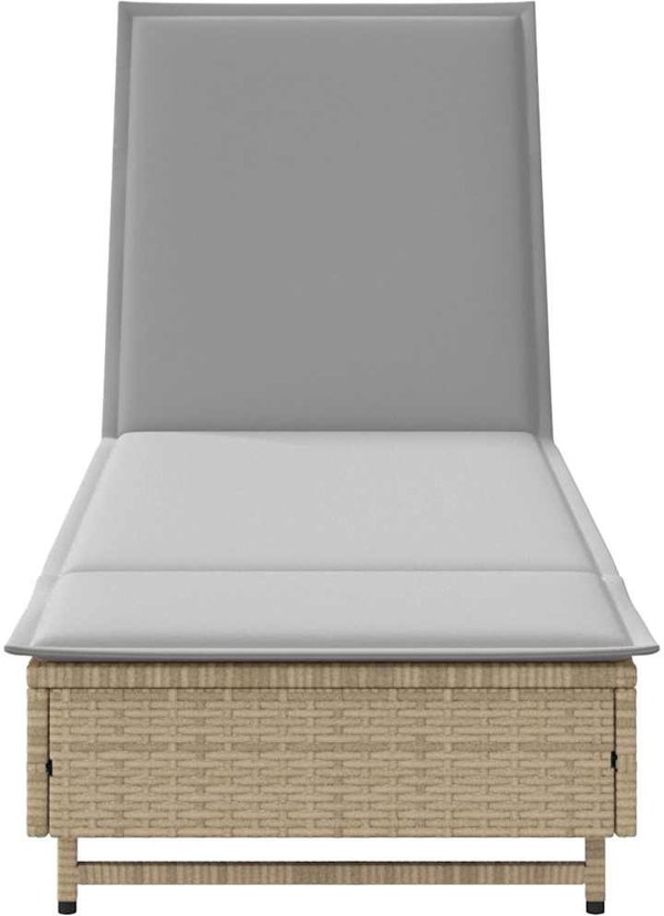 vidaXL Lezak na kolkach z poduszka beige polirattan