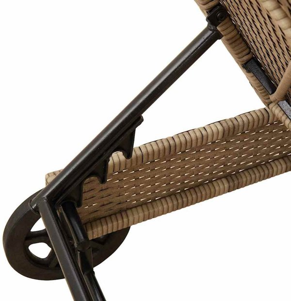 vidaXL Lezak na kolkach z poduszka beige polirattan