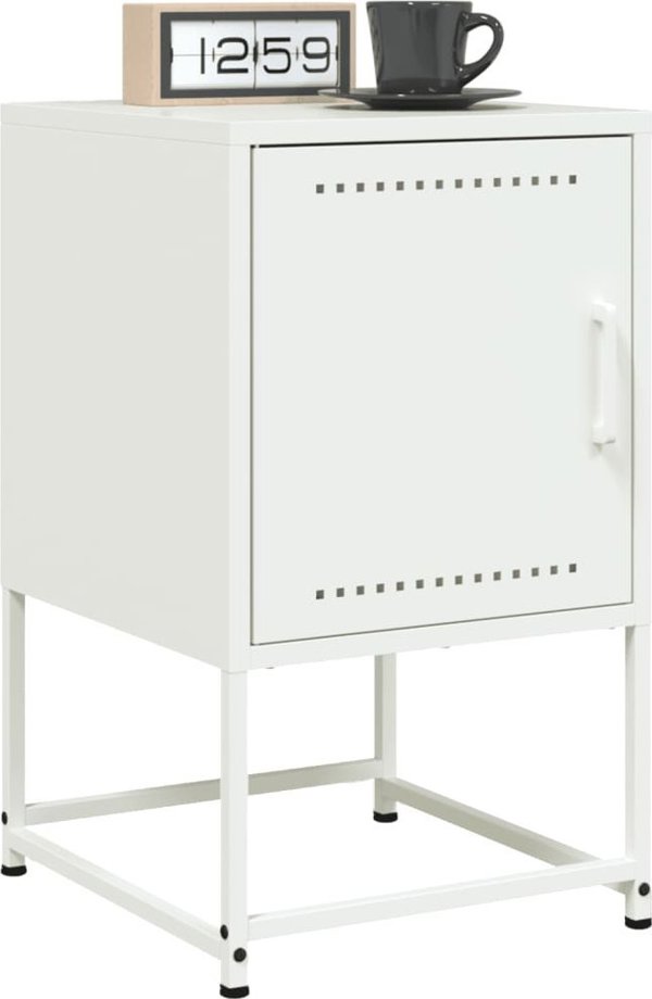 vidaXL Κομοδίνα, Σετ 2 Τεμαχίων, Λευκά, 36x39x60,5 cm, Χάλυβας