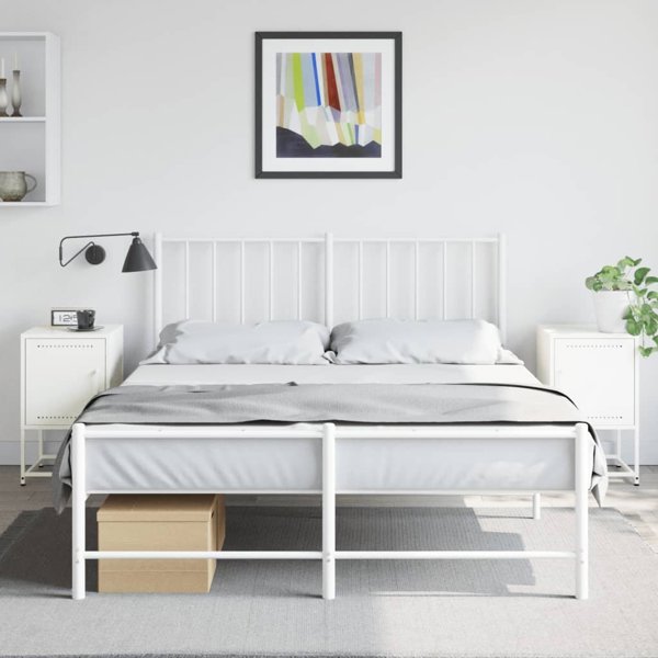 vidaXL Κομοδίνα, Σετ 2 Τεμαχίων, Λευκά, 36x39x60,5 cm, Χάλυβας
