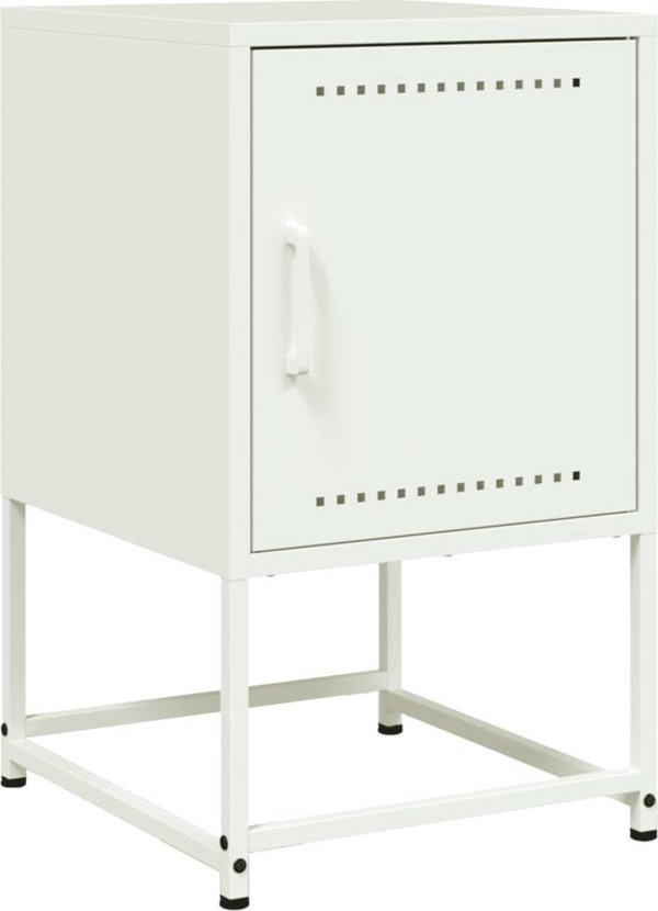 vidaXL Κομοδίνα, Σετ 2 Τεμαχίων, Λευκά, 36x39x60,5 cm, Χάλυβας