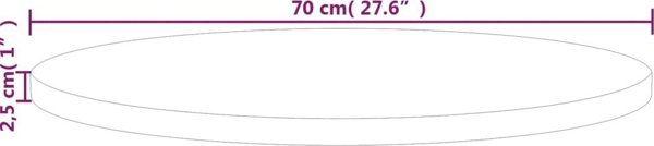 vidaXL Στρογγυλή επιφάνεια τραπεζιού, 70x2,5 εκ., ακατέργαστο δρυς ξύλο